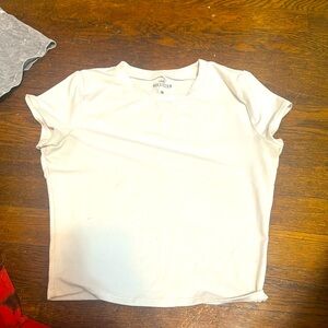cropped white tight t shirt